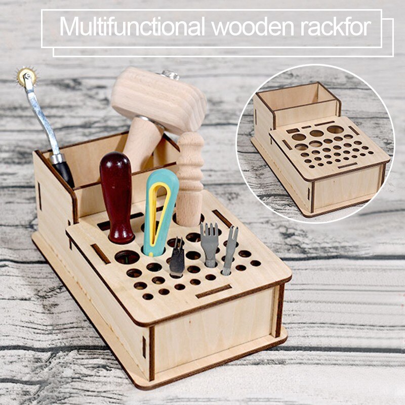 Leather Tool Storage Shelf Box Holder Organizer Leathercraft Rack Stand Wooden Leather Craft Rack Holder