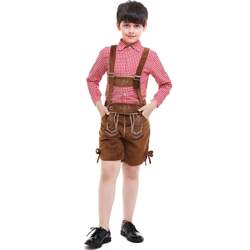 Disfraz tradicional de cerveza Oktoberfest para niños, disfraz de cerveza Lederhosen alemán de Bávaro, para de Halloween