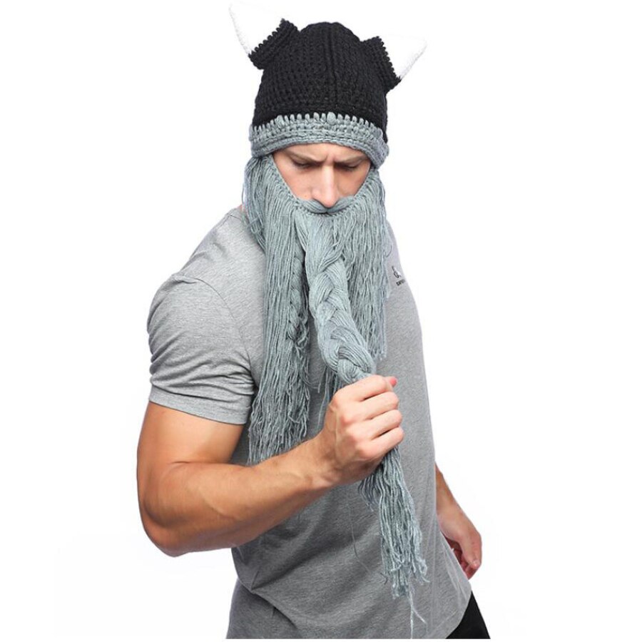 Vikings – chapeau en corne pour hommes et femmes, nouveauté, tricoté, drôle, fait à la main, pour fête d'halloween, hip hop, automne et hiver