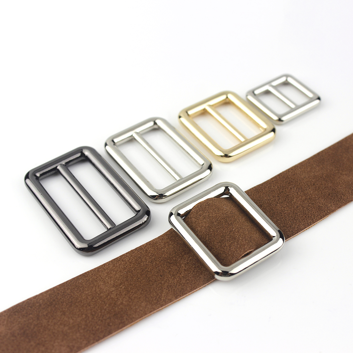 1 pz fibbia tri-scivolare in metallo fuso 3 sbarra regolatore cursore centrale centrale fibbia barra per borsa artigianale in pelle zaino tracolla