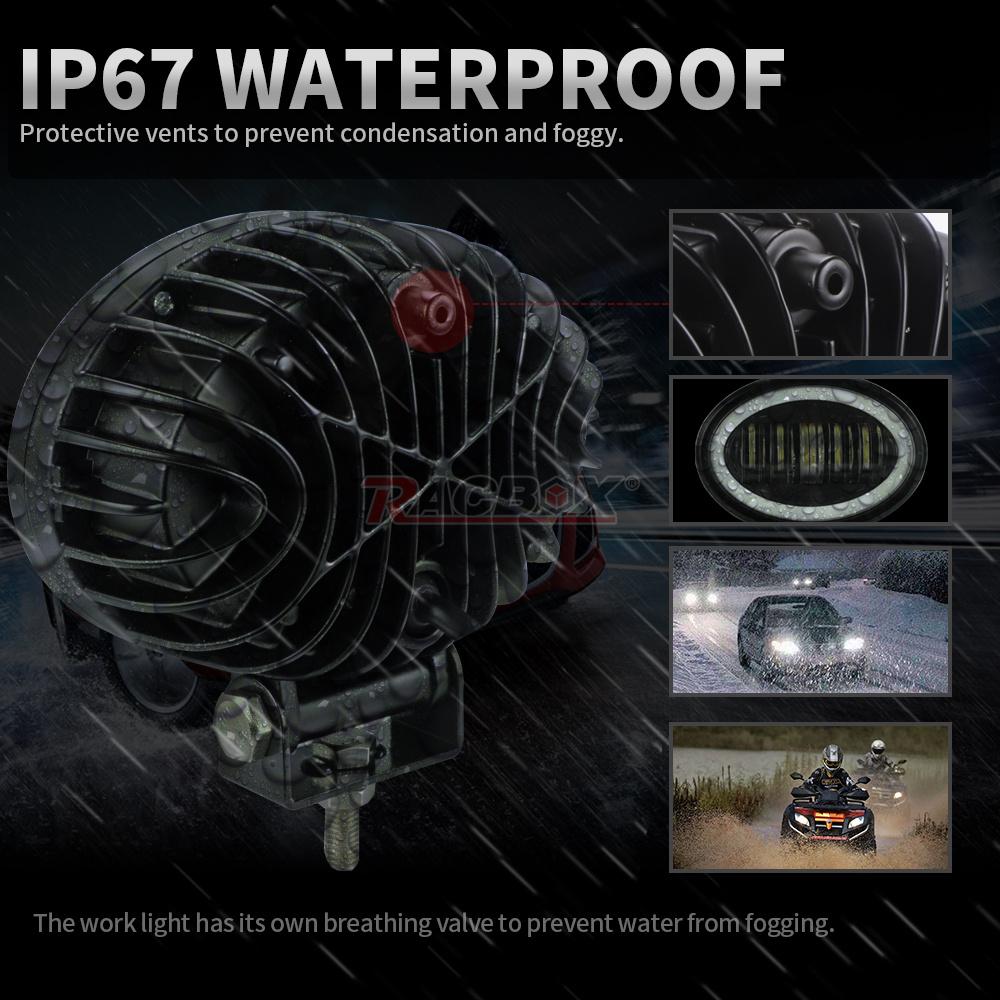 LED Driving Light 4 inch 5 inch White Halo Work Light LED Lens Angel Eyes Offroad Led Auxiliary Lights fit for 4x4 Truck UAZ ATV