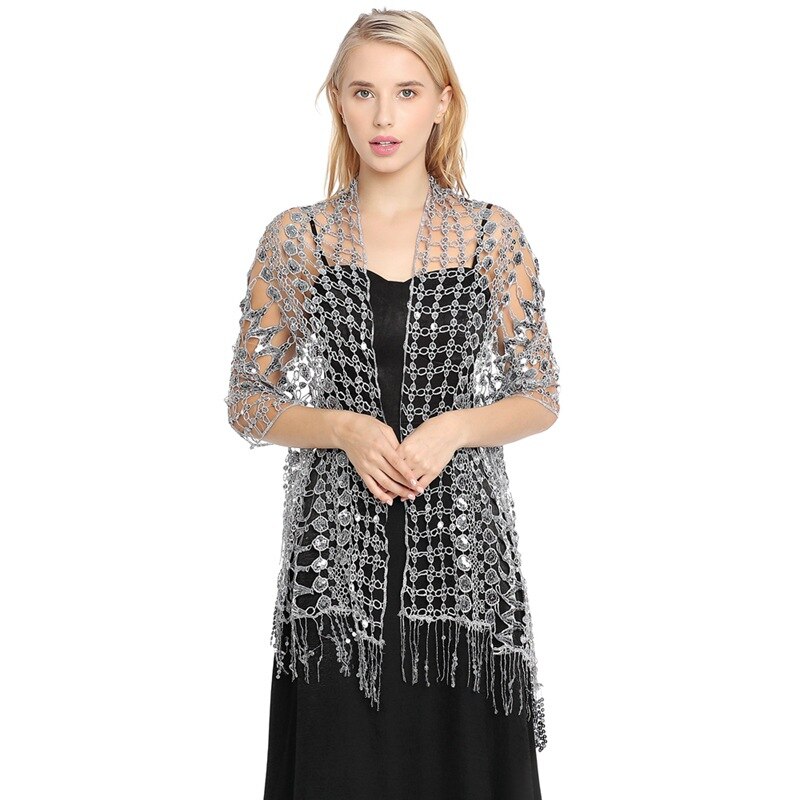 Aftonklänningar sjalar & omslag kvinnor paljetter glitter halsduk bröllop cape brudtärna brudklänning sjal foulard femme dam sjalar: 3