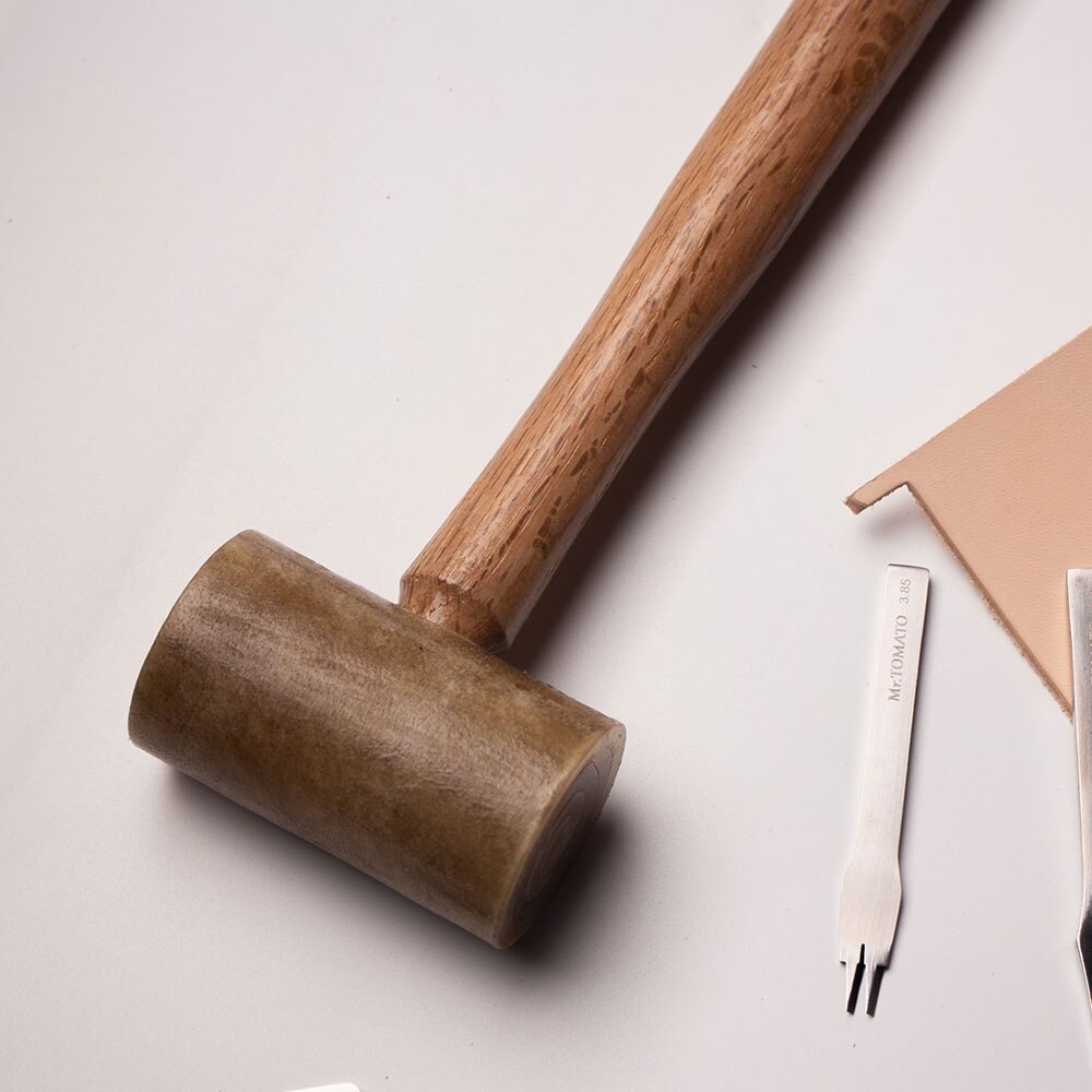 Junetree Grezzo pelle bovina maglio Martello Stampaggio di Cuoio Dei Monili di Attrezzo del mestiere Rawhide testa maglio in Pelle Intagliare Martello FAI DA TE