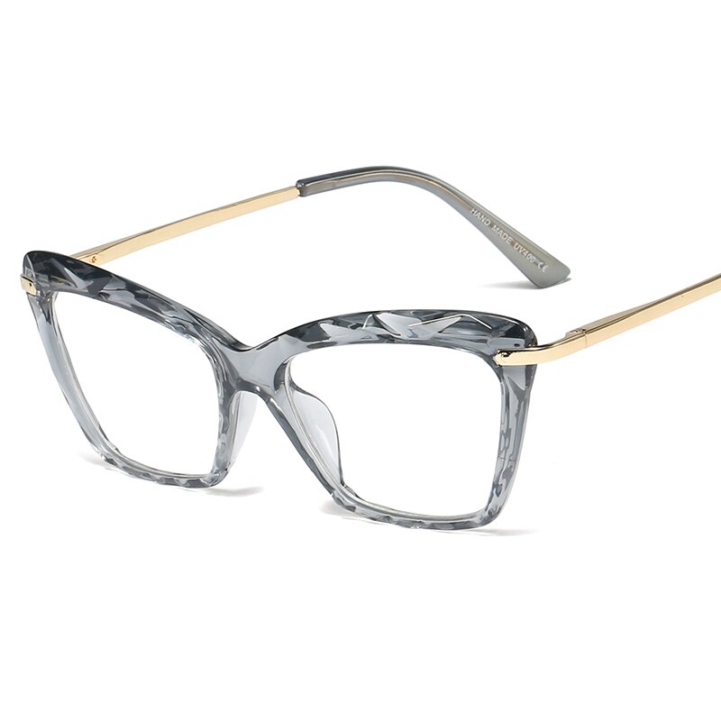 Classic Vintage Crystal Brilmontuur Vrouwen Vierkante Metalen Transparante Computer Brillen Optische Vrouwen Brillen Frames: Gray