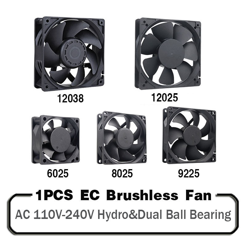 1Pcs Ec Brushlee Fan 6025/8025/9225/12025/12038/12032 Ac 110V 115V 120V 220V 240V Cooling Cooler Fan