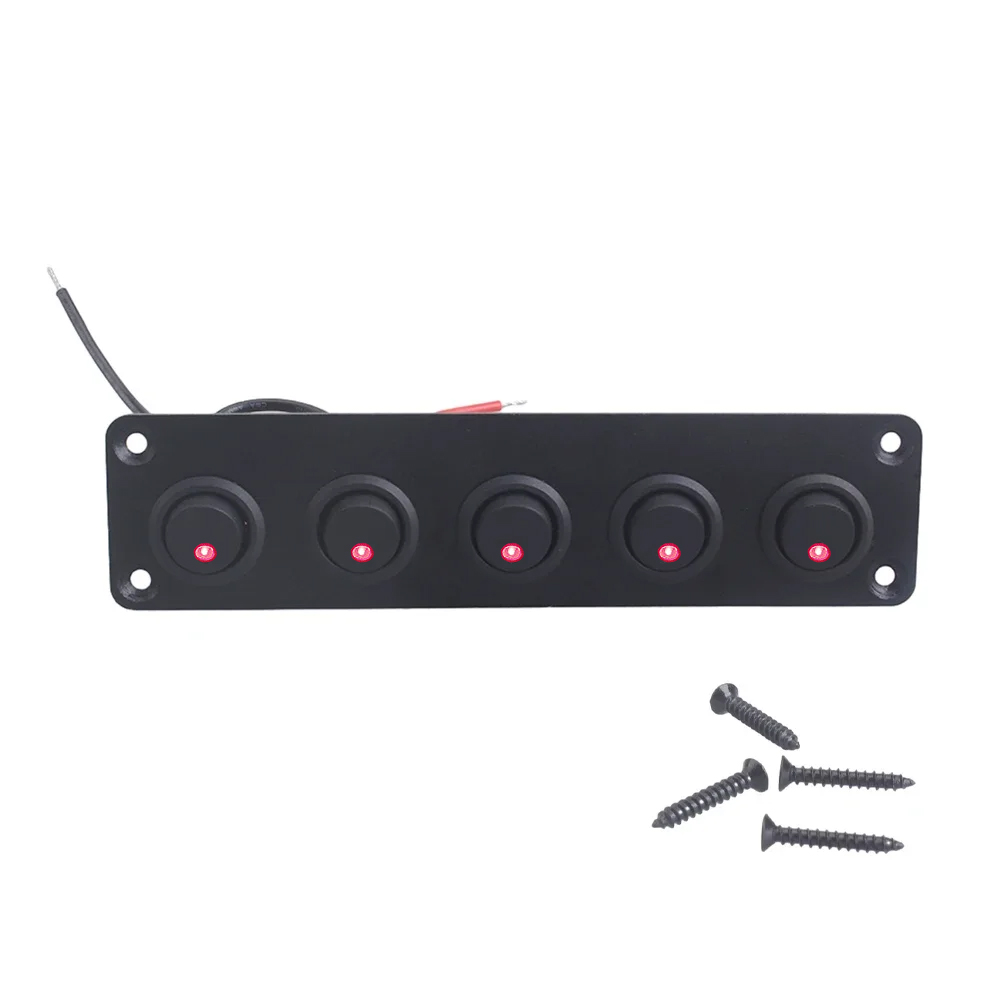 Panel de interruptor de palanca Universal de 12V, 1-5 entradas, USB, para coche, barco, camión, RV marino, accesorios de estilo LED azul, interruptor basculante marino: Lavanda