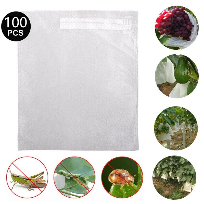 100 Stuks Garden Plant Fruit Cover Bescherm Netto Mesh Bag Tegen Insect Vogel Pest