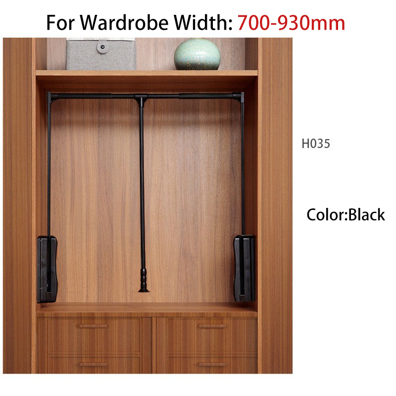 Pull Down Lifting Clothes Rod Retractable Damping Hanger Rail Dual Soft Close System For Wardrobe Walk-in Closet: light green