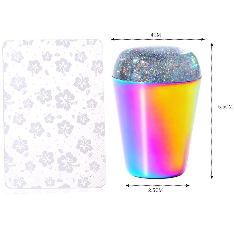 1pc holografista kynsien leimaamista ja kaavinta kynsien leimaamiseen, sateenkaarikahva ainutlaatuinen leimauslaite , 3.8cm/4cm kynsien leimaustyökalu