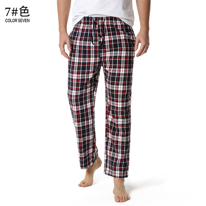 Men's Cotton Plaid Sleep Bottoms Lounging Relaxed House PJS Pants Male Comfy Soft Pajama Pants with Drawstring Button Fly: XXL