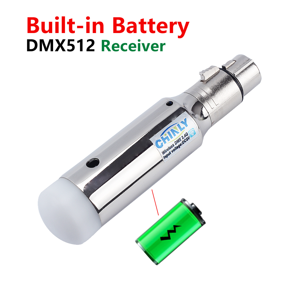 DMX512 récepteur sans fil Rechargeable contrôle LED éclairage effet de scène 2.4G ISM Controler 400m lumière Par DMX 512 récepteurs