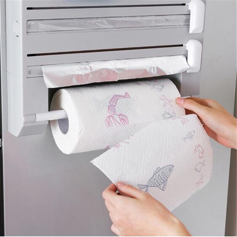 Wrap Cutting Doos Keuken Organizer Vershoudfolie Saus Fles Opbergrek Tin Folie Papier Handdoek Houder Plastic Plank