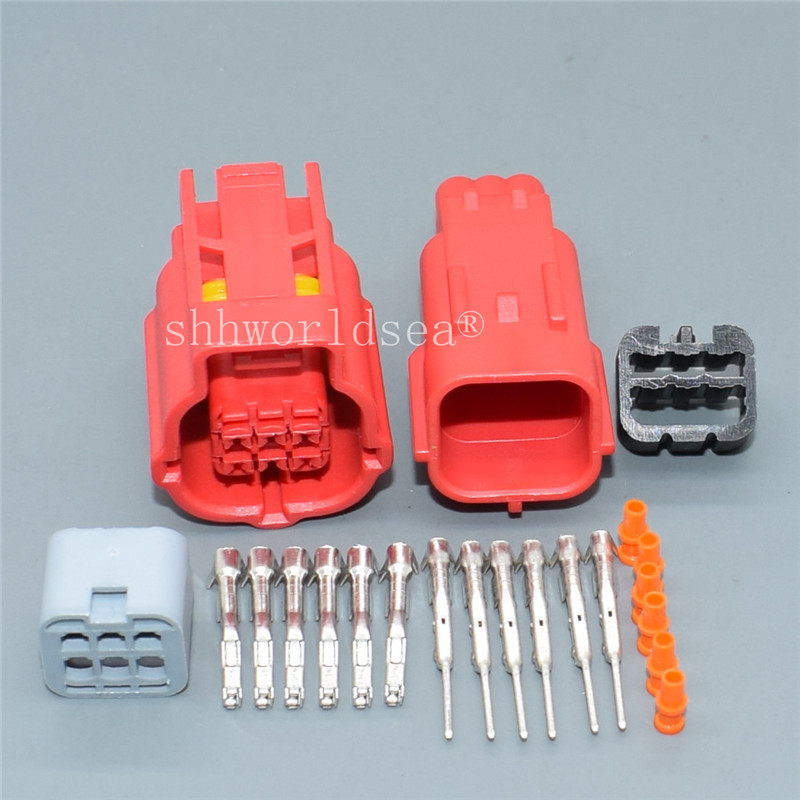 1 Juego de enchufe de diagnóstico OBD de coche rojo de 6 pines macho hembra enchufe Universal automático conector automotriz cubierta de protección de MWTPB-06-1A-R: Gris