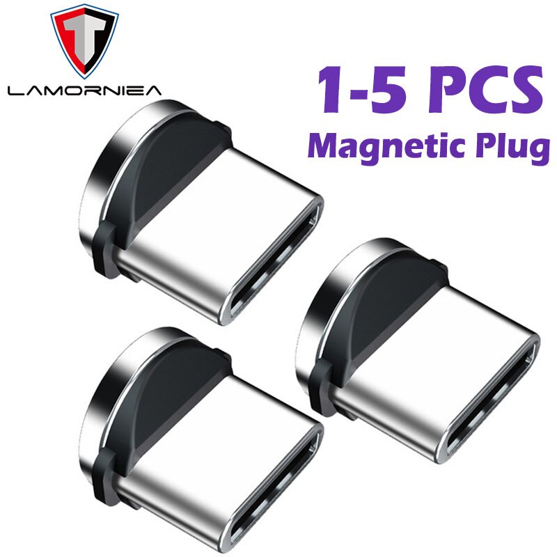 5 3 1Pcs Ronde Magnetische Kabel Plug Type C Micro Usb C Stekkers Snelle Opladen Adapter Voor Iphone Microusb type C Magneet Charger Plug