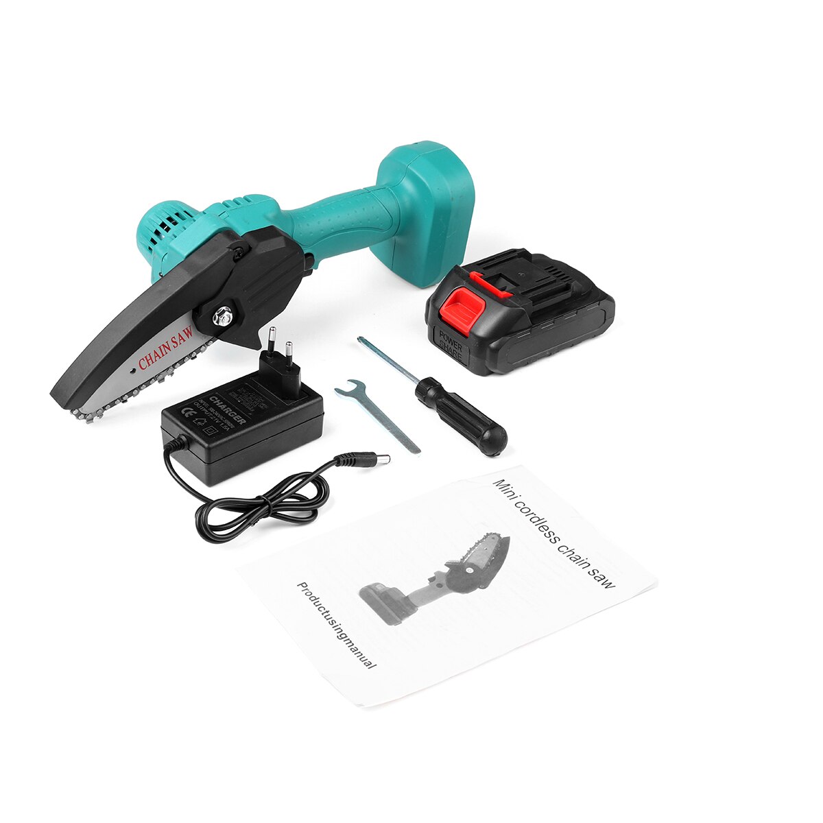 1500W 168VF Electric Pruning Saw Electric Saw Woodworking Electric Saw Garden Logging Mini Electric Chain Saw For Makita Battery: 1 Batterys