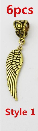 6 Stks/pak Gouden Viking Charms Haar Vlecht Dread Dreadlock Baard Kralen Manchetten Ringen Sieraden Voor Vrouwen Haaraccessoires: 6pcs Style 1
