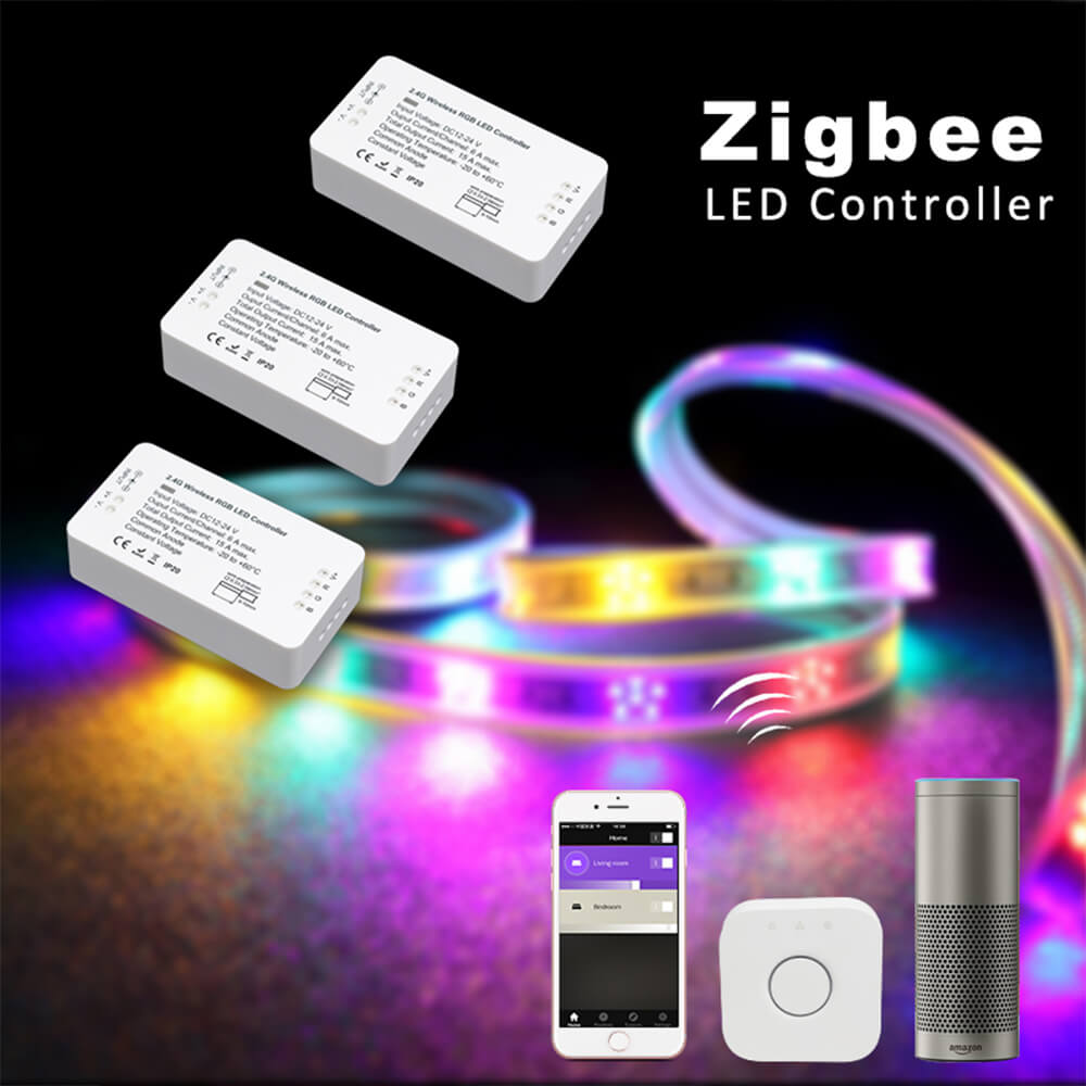 Led strip lys smart hjem rgbw til trådløs app zigbee strip controller arbejder med zll hub echo plus og lightfy hub