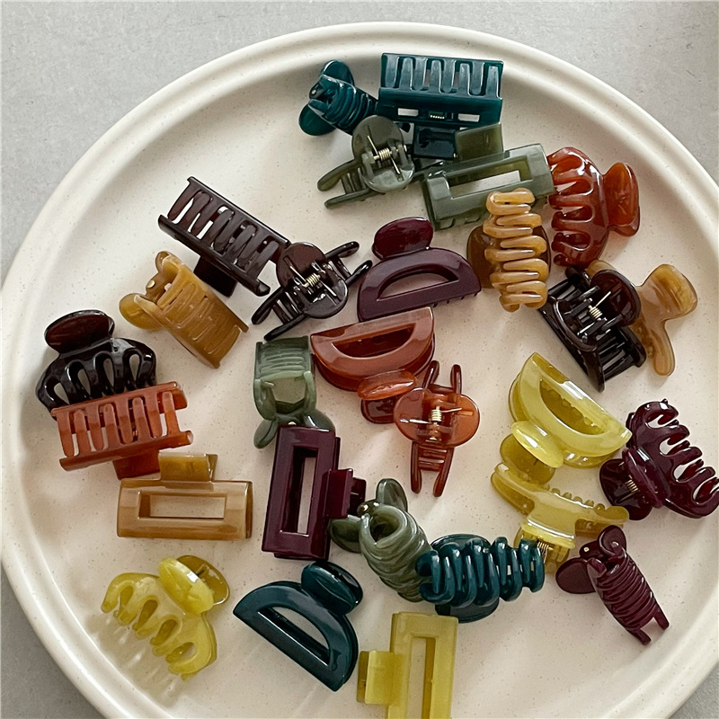 Pinza de pelo acrílica de color con textura de gelatina, flequillo lateral rectangular geométrico de tamaño pequeño, Pinza de agarre pequeña, accesorios para el cabello versión coreana