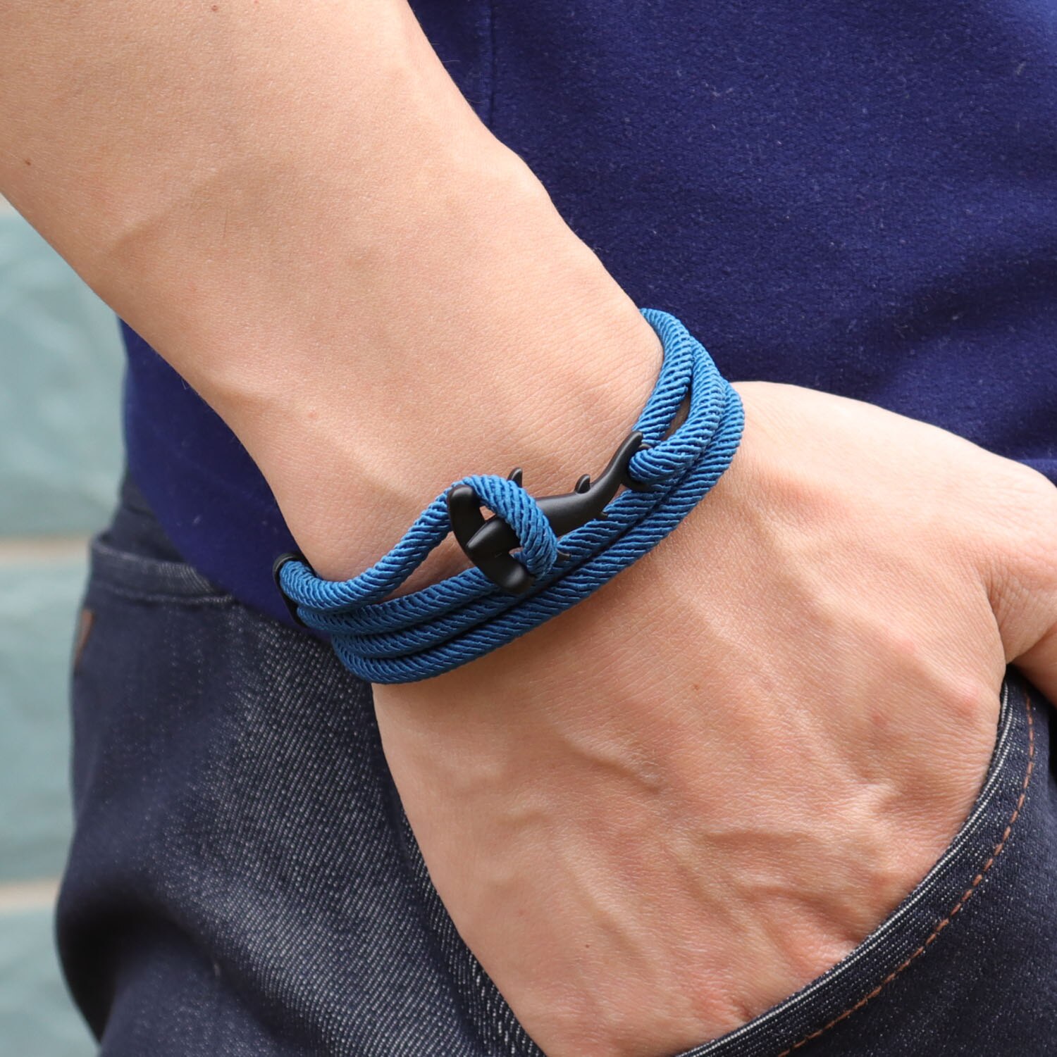 Bobo – Bracelet à cordes multicouches fait à la main pour Homme, bijou gothique, tête de requin, Viking