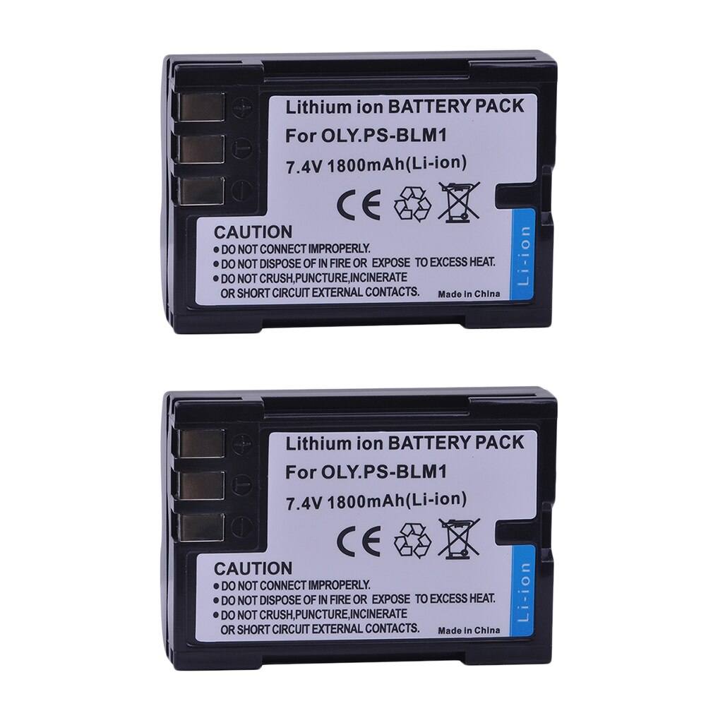 2Pcs 1800mAh BLM-1 BLM1 Battery Accu + LCD USB Charger for Olympus C-5060 C-7070 C-8080 E-30 E-300 E-330 E-500 E-510 E-520