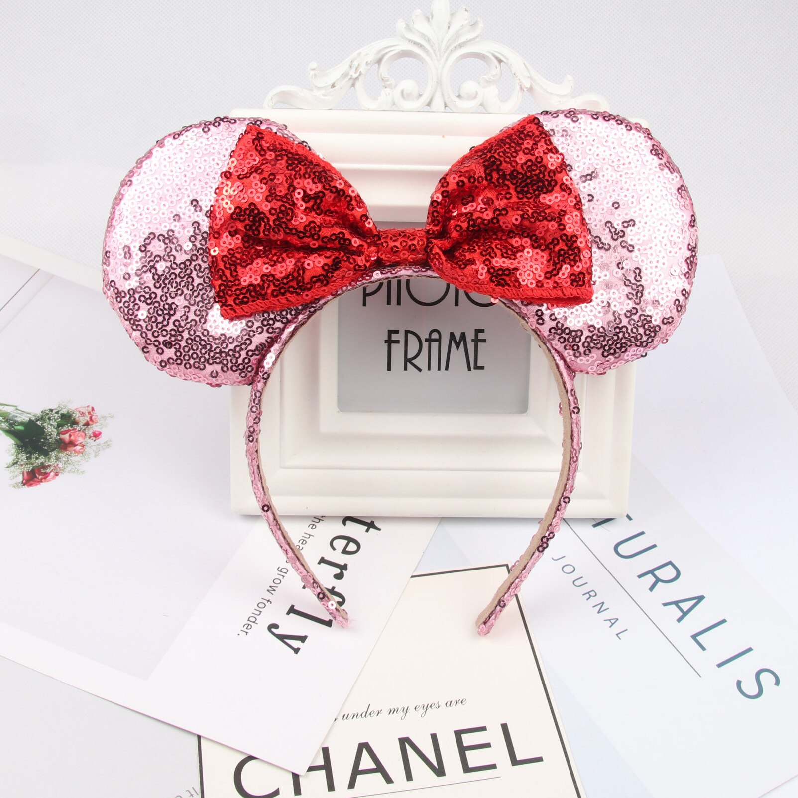 Hårtilbehør minnie mouse øre pandebånd hårbånd til kvinder pailletter sløjfe piger pandebånd fødselsdagsfest hårbånd: 16