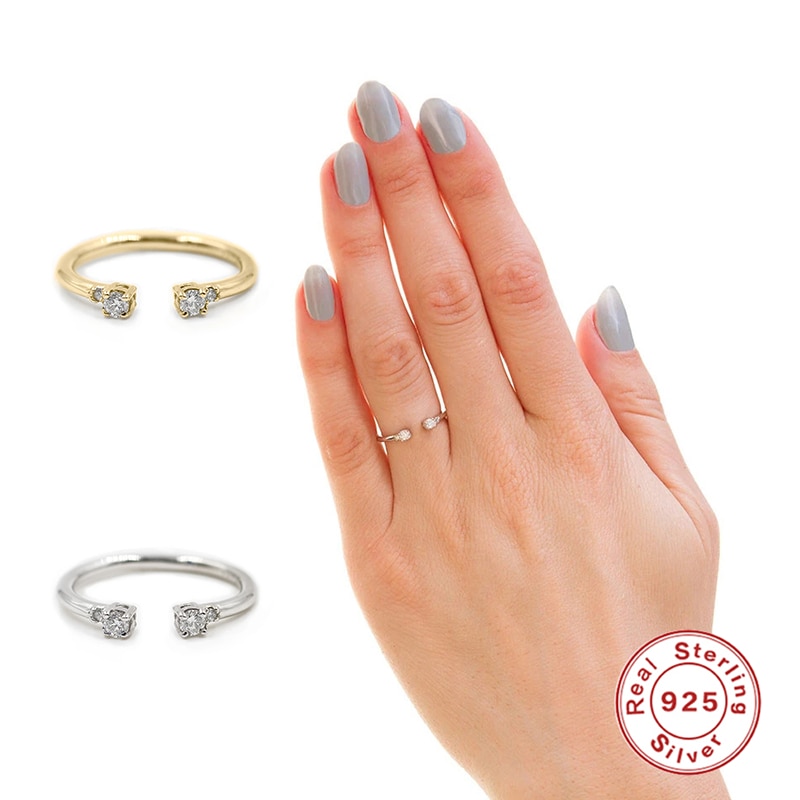 Anillos abiertos con cristales de circonio ROXI para mujer y hombre, anillos de dedo de compromiso, joyería anillo 100% de plata esterlina 925 Pierscionki