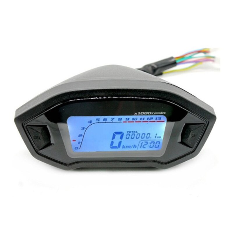LCD Universal Motorcycle Speedometer Gauge Odometer 5 Gear 7 Backlight 11000 RPM 199 KMH MPH Motorcycle Tachometer: GAUGE ONLY