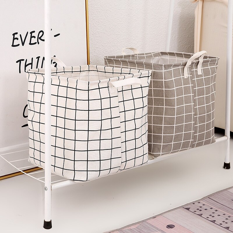 Linen Laundry Basket Square Dirty Clothes Toys Folding Organizer Bucket Anti-dust Big Storage Barrel Hamper Storage Home