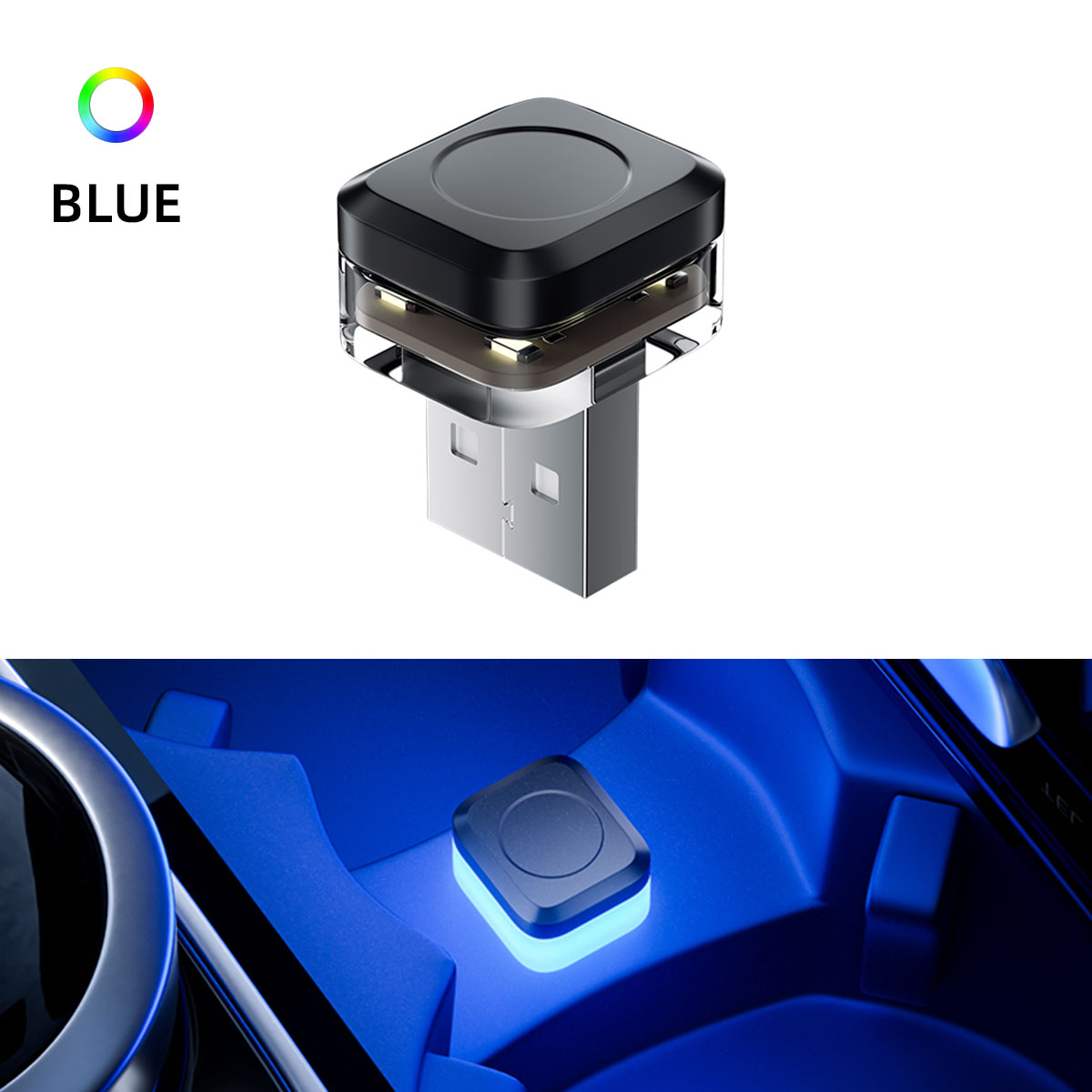 1pcs Mini USB LED Car Light Decoration Atmosphere Lights Universal Emergency Lighting Decorative Ambient Lamp for PC Flat Car: Crystal Blue