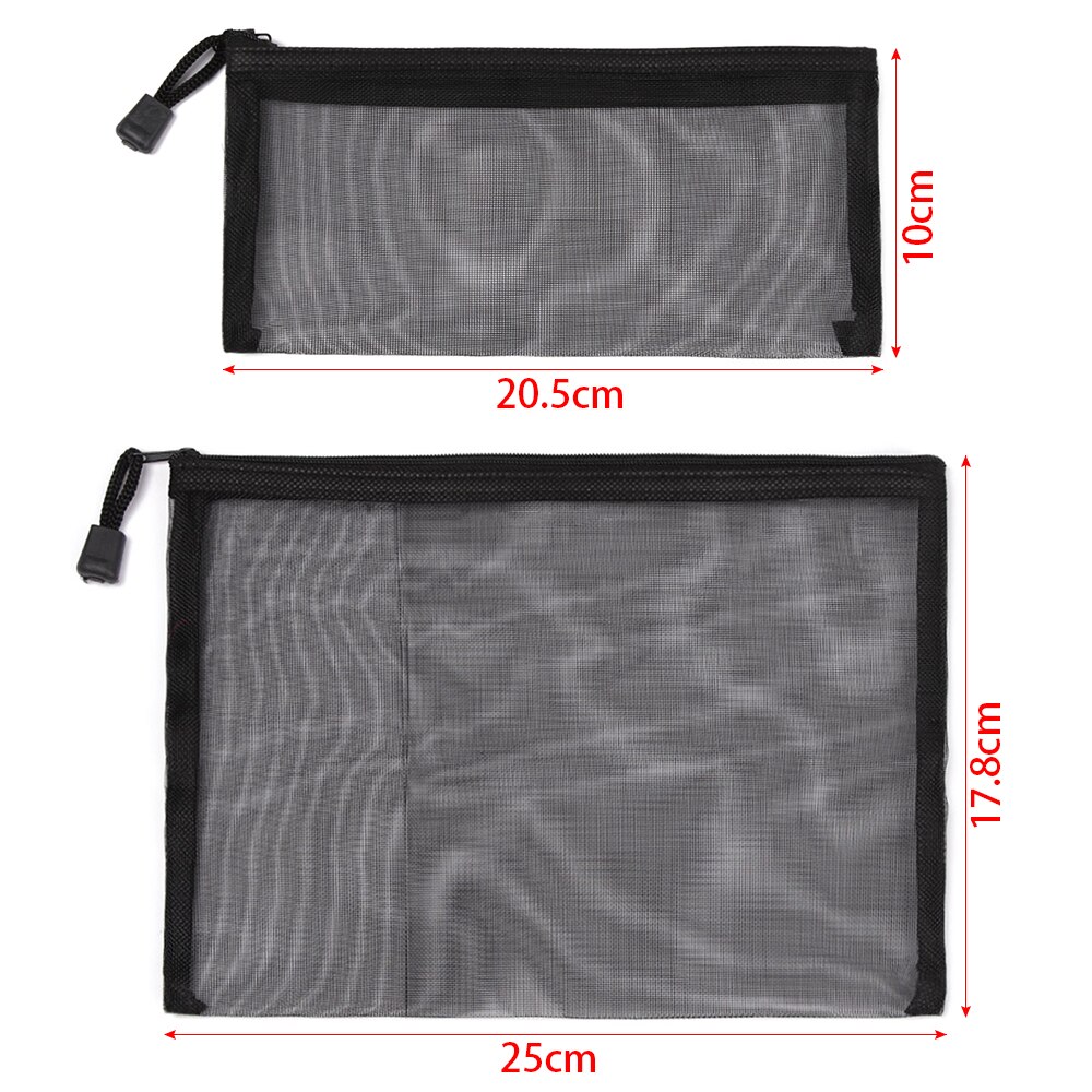Simple Transparent Zipper Pocket Pencil Case Nylon Mesh Document File Bag Storage Pouch School Office Supplies