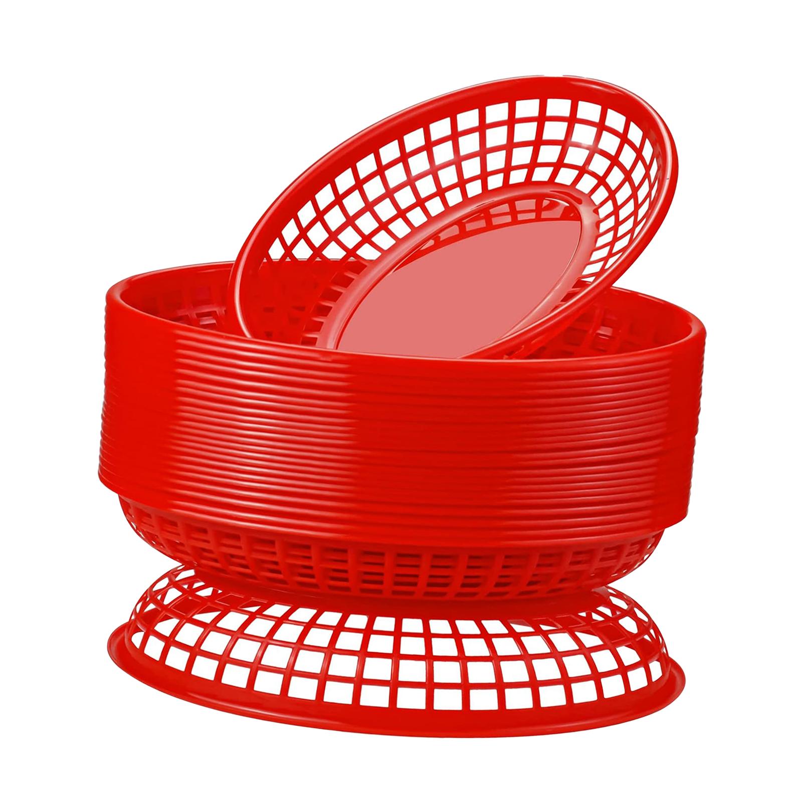 24 Stuks Fast Food Manden Retro Klassieke Voedsel Dienblad Platters Opslag Mand Bakken Voor Nachos Party Restaurants Thuis Arts: Rood