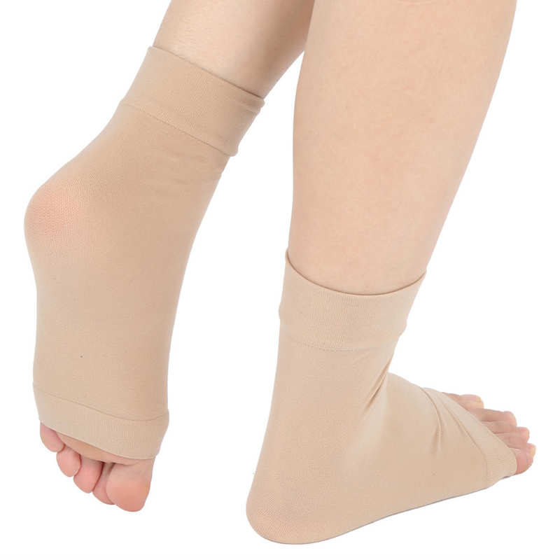1 par hälskyddande sockhäl silikonvadderad skyddsärm mjuk fot ankel elastisk skyddsstrumpa