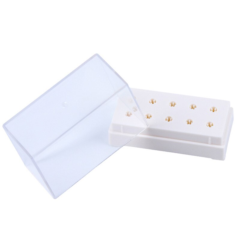 Clear Plastic Nail Drill Bits Storage Box Stand Display 7/10 Holes Organizer Case Container Manicure Tool Accessory