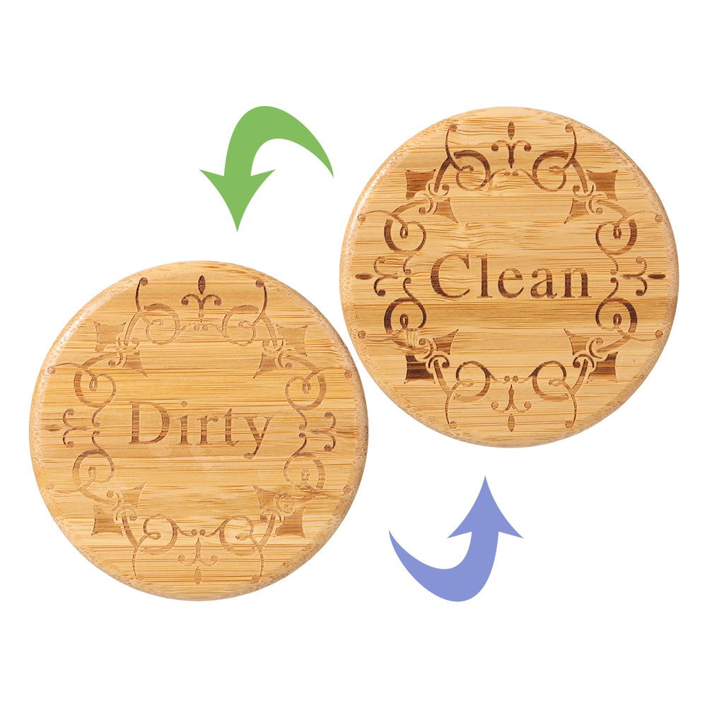1PC Double Sided Dishwasher Fridge Magnet Reusable Clean Dirty Sign Household Home Living Bamboo Home Decor Magnetic Sticker: Style 1