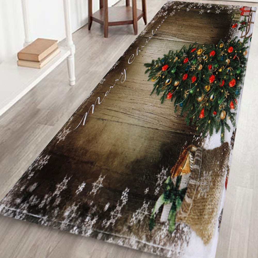 3d julemåtte 40 x 120cm skridsikker julemanden snemand træ velkomst dørmåtter indendørs tæpper indretning gulvtæppe #w: D