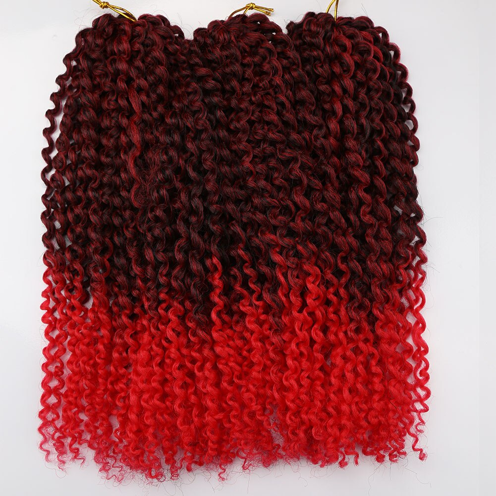 Amir12inch Marley bob Braids Ombre red purple blue Crochet Braiding Hair 3Pack/Lot Synthetic Curly Hair Extensions for Women: Red