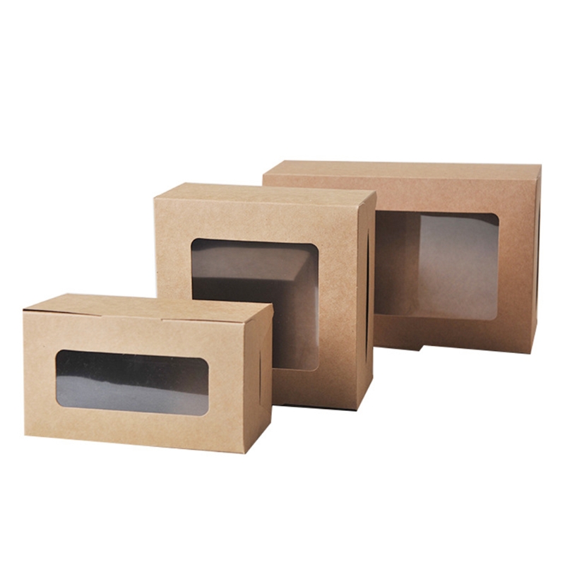 Caja de cartón portátil para magdalenas, recipiente de embalaje con ventana para magdalenas, 2/4/6 cápsulas, 10 unidades