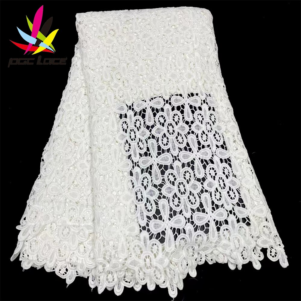 Pgc Wit Afrikaanse Melk Zijde Koord Kant Stof 2022 Kant Nigeriaanse Franse Kant Stof Voor Trouwjurk Naaien LY517-6: 2african lace fabric