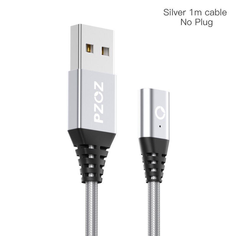 PZOZ Magnetic Cable Micro Usb Fast Charging Adapter Micro Usb Cabel Microusb Magnet Charger Data Wire mobile phone for xiaomi: Silver cable no pulg