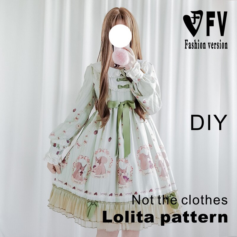 Lolita Patroon Diy Handgemaakte Tekeningen Vrouwelijke Bodem Lange Mouwen Jurk 1:1 Kleding Snijden Patroon LOLI-4