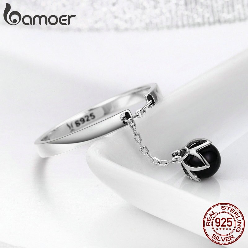 BAMOER offre spéciale authentique 925 en argent Sterling larmes de fleurs balancent des bagues ouvertes pour les femmes en argent Sterling bijoux SCR314