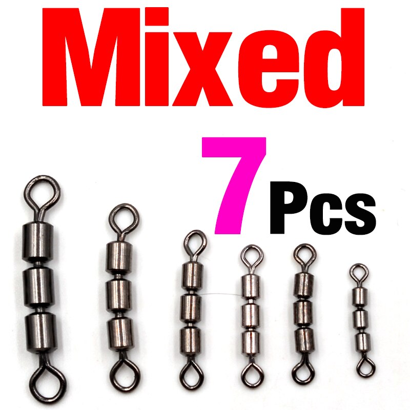 MNFT 6Pcs High Speed 3 Roller Swivels Brass Triple Rolling Swivels 3 Rollers Saltwater Swivels Have Multiple Sizes: Mixed Size 7pcs