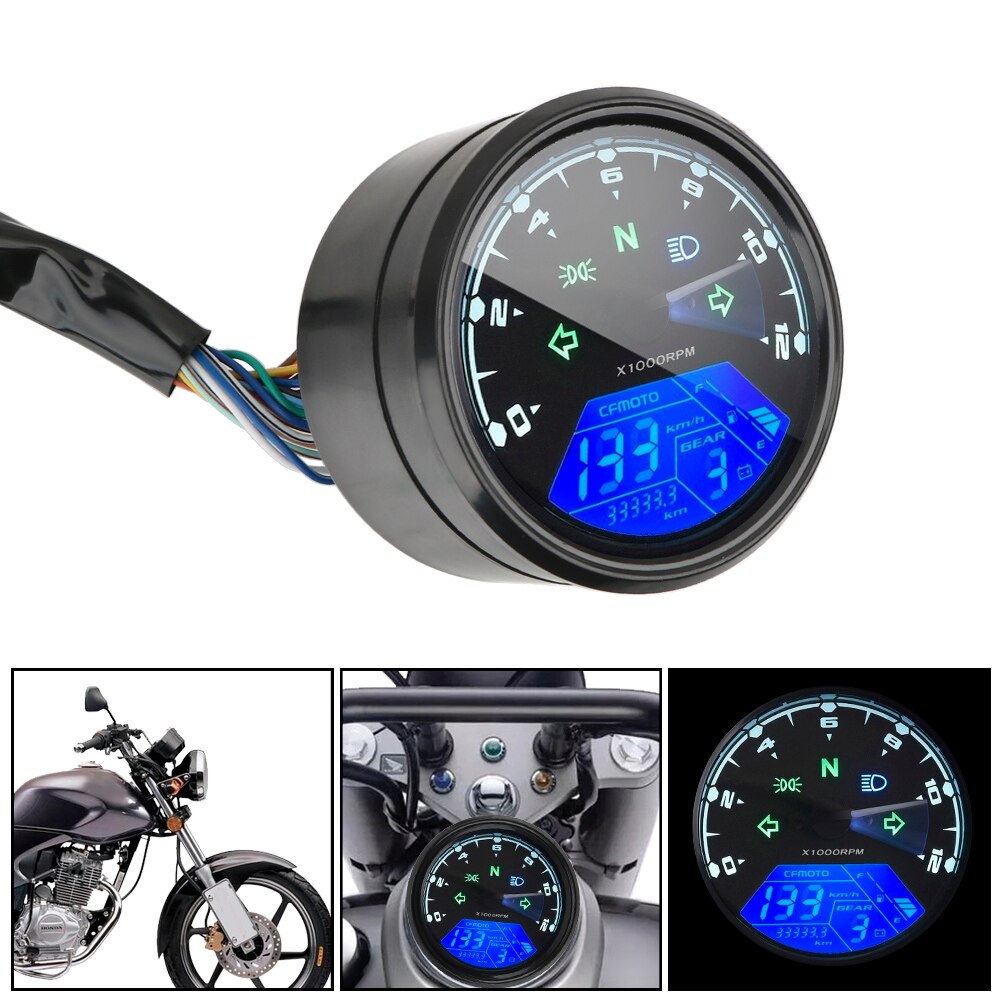 Night vision Dial Odometer LED Multi-function Digital Indicator Tachometer Fuel Meter Universal Motorcycle Panel Speedometer