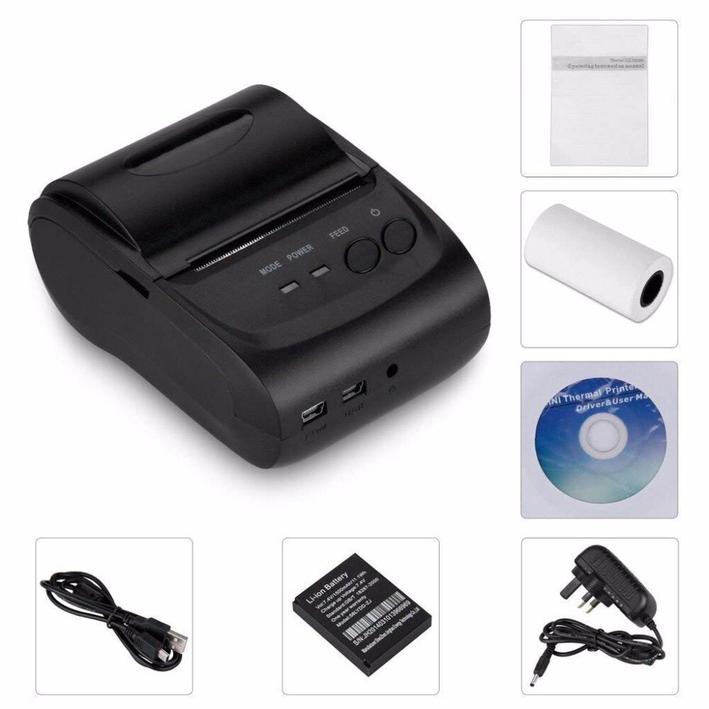 Pos-printer android draagbare bluetooth thermische printer mini 58mm bluetooth android ios pos-printer mobiele usb-bonprinter