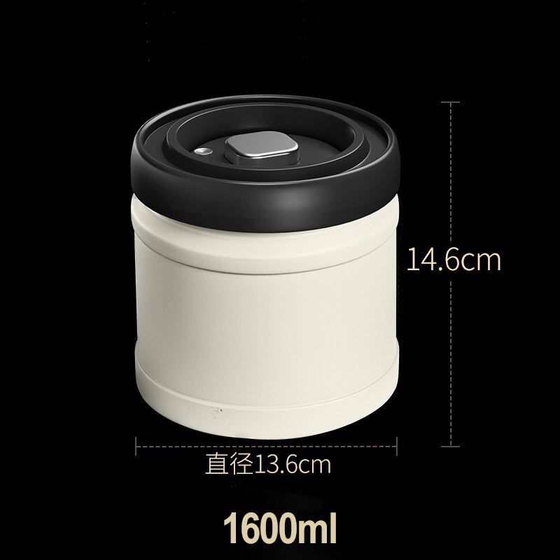 Sinetöity kahvipapujen säilytysastia tyhjiö 750/1100/1600ml viljaa karkkia tee pitää tuoreena säiliö kahvia varten ilmatiivis purkki: 1600ml- valkoista