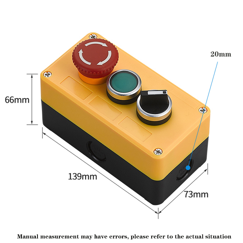 Button switch control box plastic hand-held self starting button waterproof box electrical industrial emergency stop LA38: Silver