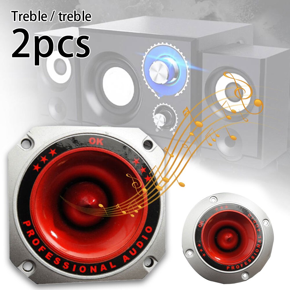 2pcs 4" Car Speaker Tweeter Colorful Flashing Piezoelectric Loudspeaker Treble Head Driver Accessories