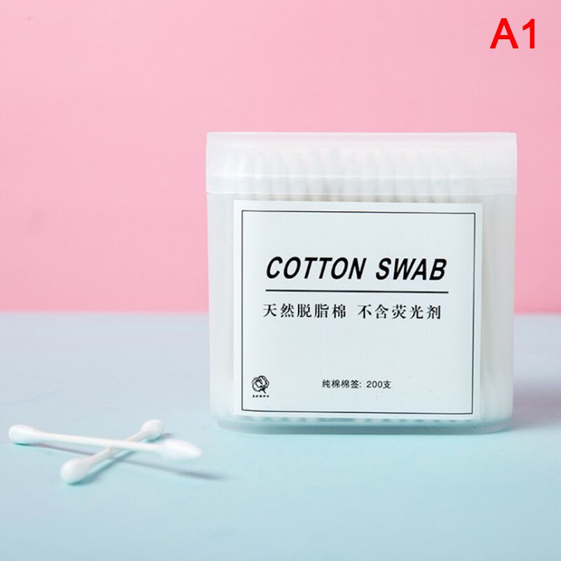 200pcs Makeup Cotton Swab Swab Household Disposable Double-Headed Boxed: A1