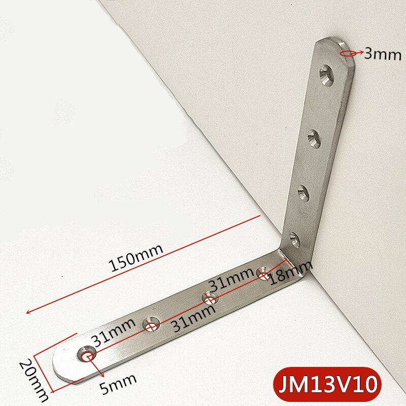 Thickened 2.5mm/3mm L Shape Corner Bracets Stainless Steel Brackets 90 Angle Joint Fastener Shelf Support for Furniture Hardware: JM13V10