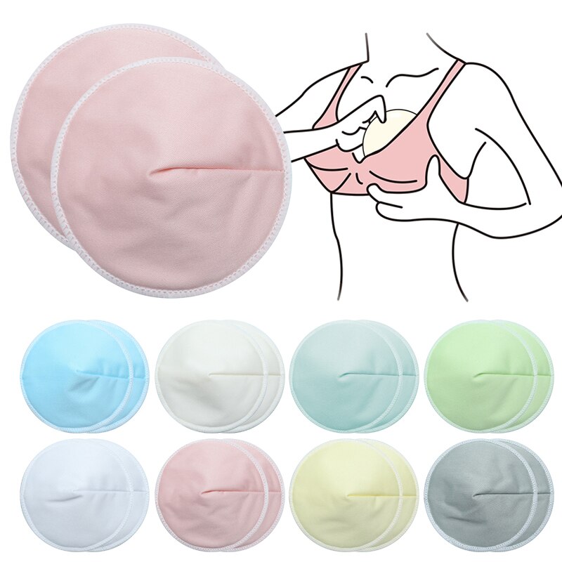 2Pcs Zachte Moederschap Verpleging Borst Pads Herbruikbare 3 Lagen Katoen Wasbaar Anti Overloop Borstvoeding Pads Voor Babyvoeding
